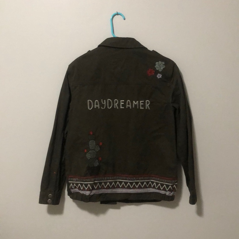 Olive Green Jacket with embroidery